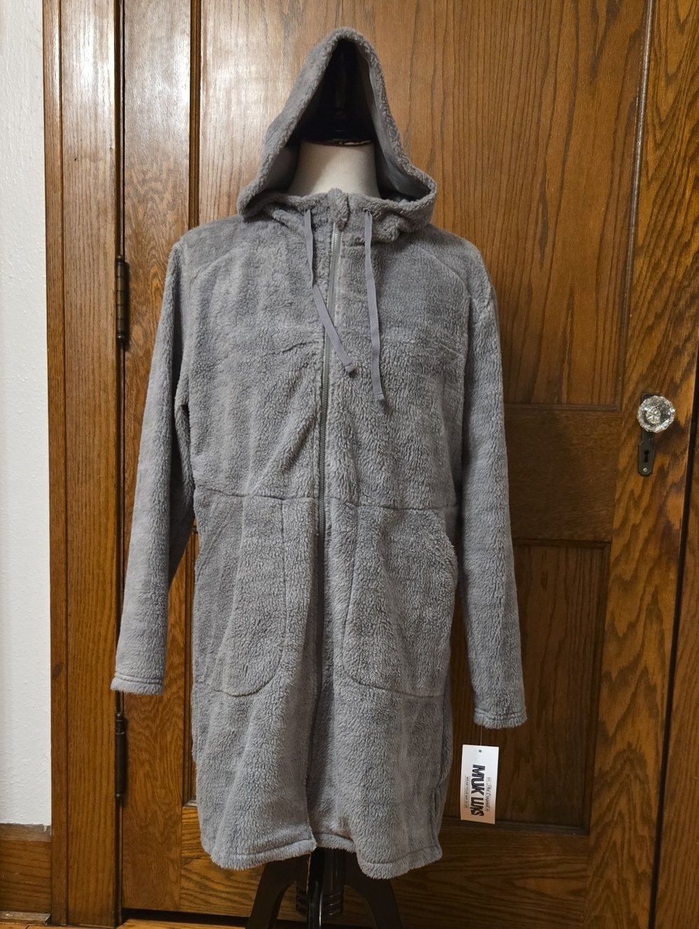 Muk Luks Gray Plush Hooded Sweatshirt